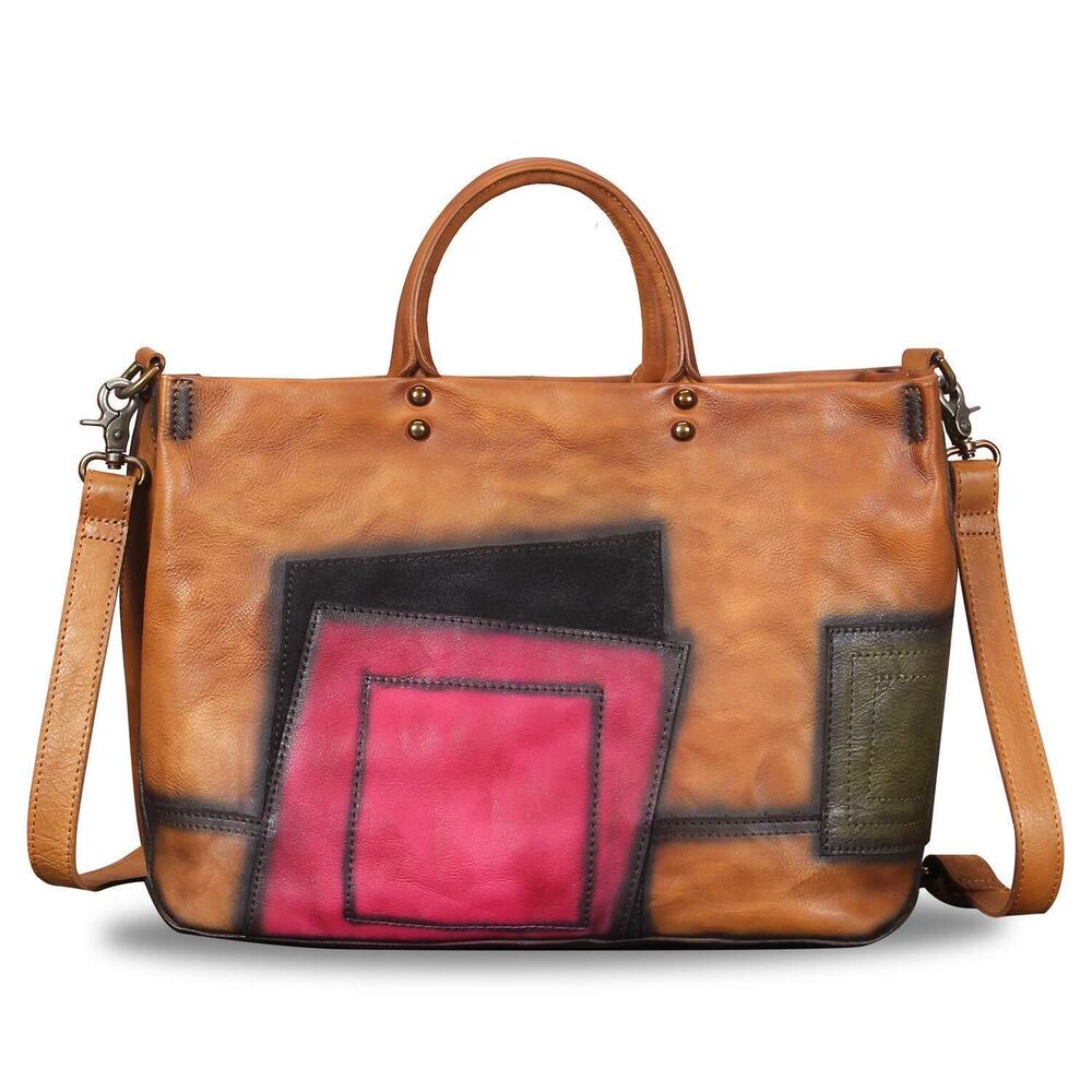 8972 Leather Handbag Vintage Handmade Top Handle Bag Crossbody Satchel